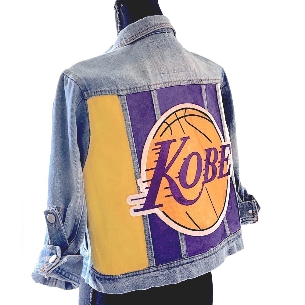 Hollywood Urban Streetwear Cropped Upcycled Denim Jacket Fits L-XL Y 2K